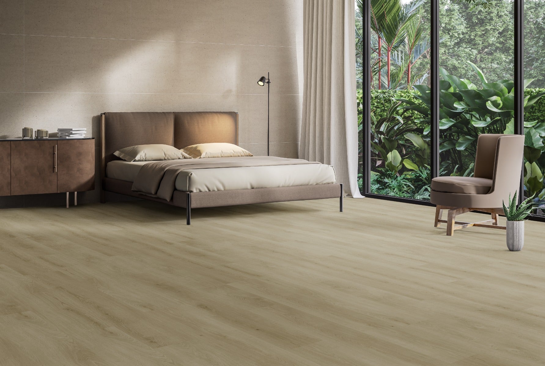 timber hybrid flooring in bedroom