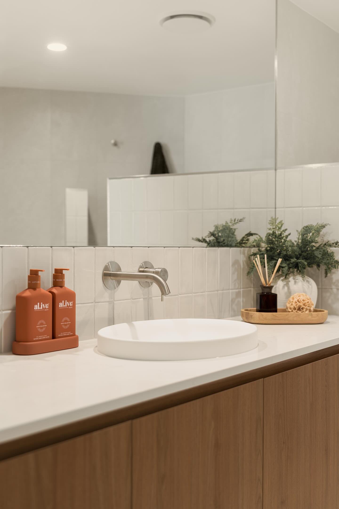 warm toned bathroom