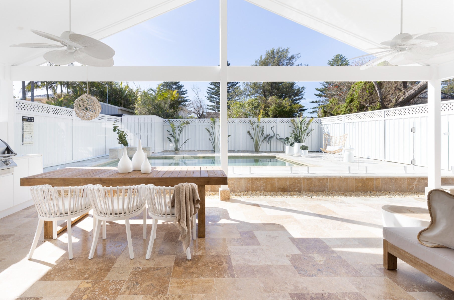 travertine french pattern alfresco and pool