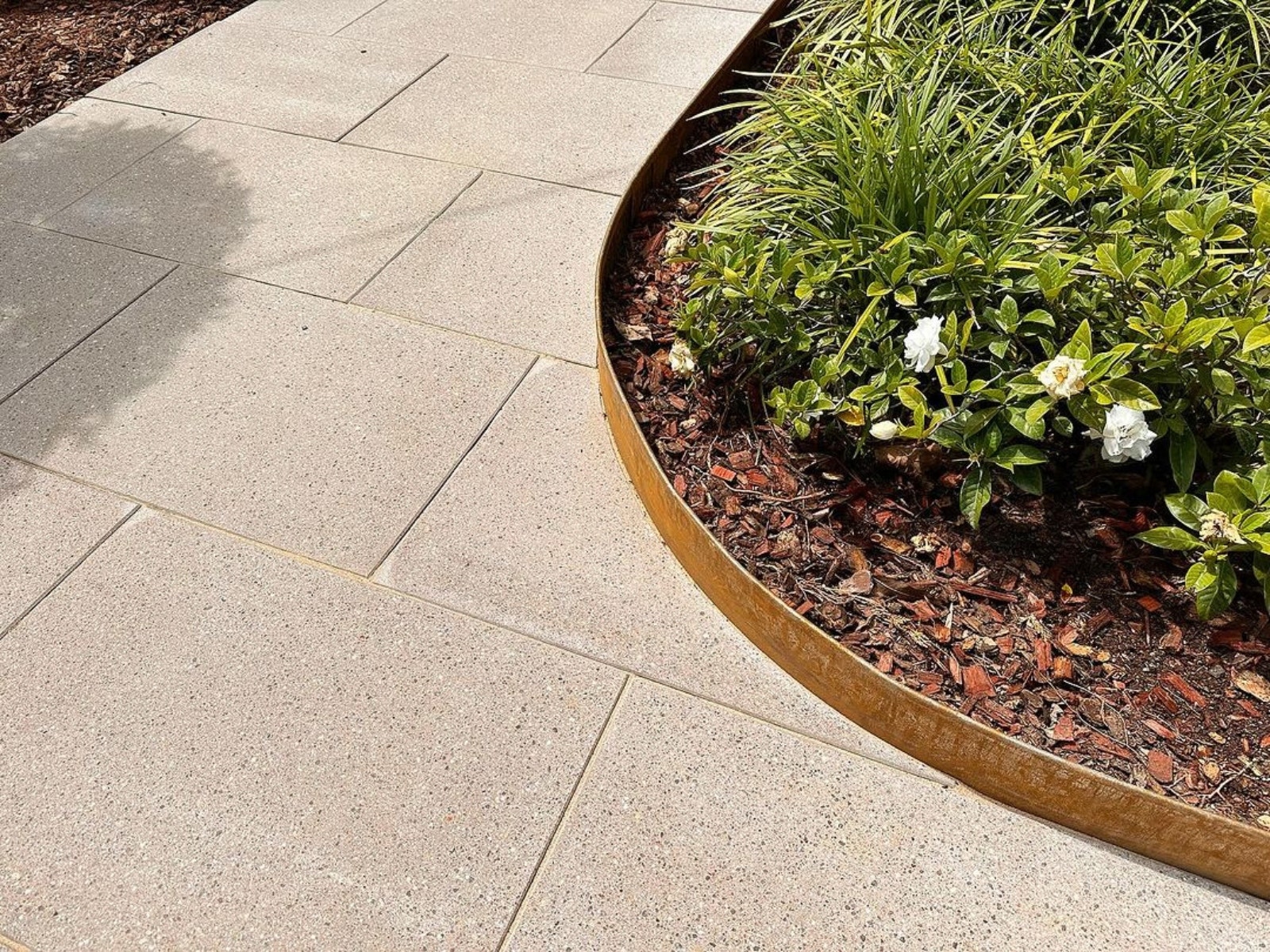 durable and low maintenance concrete pavers with beautiful concrete specks. purchased from Amber
